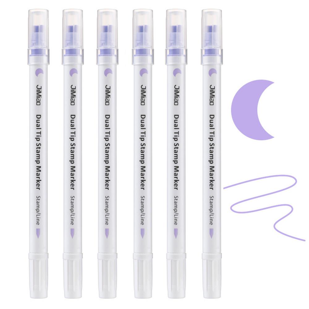 6/1PCS Dual Tip Stamp Marker Pens Star/Heart/Moon/Drop/Square Stamp Double Headed Art Marker for Art Coloring Journaling School