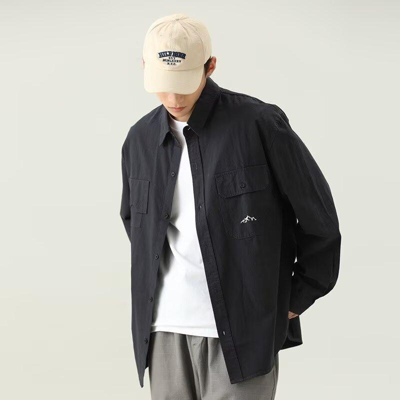 Cămașă cu mânecă lungă cu litere 2024 în stil japonez Hong Kong Cămașă lentă pentru băieți, vară, la modă, versatilă, casual