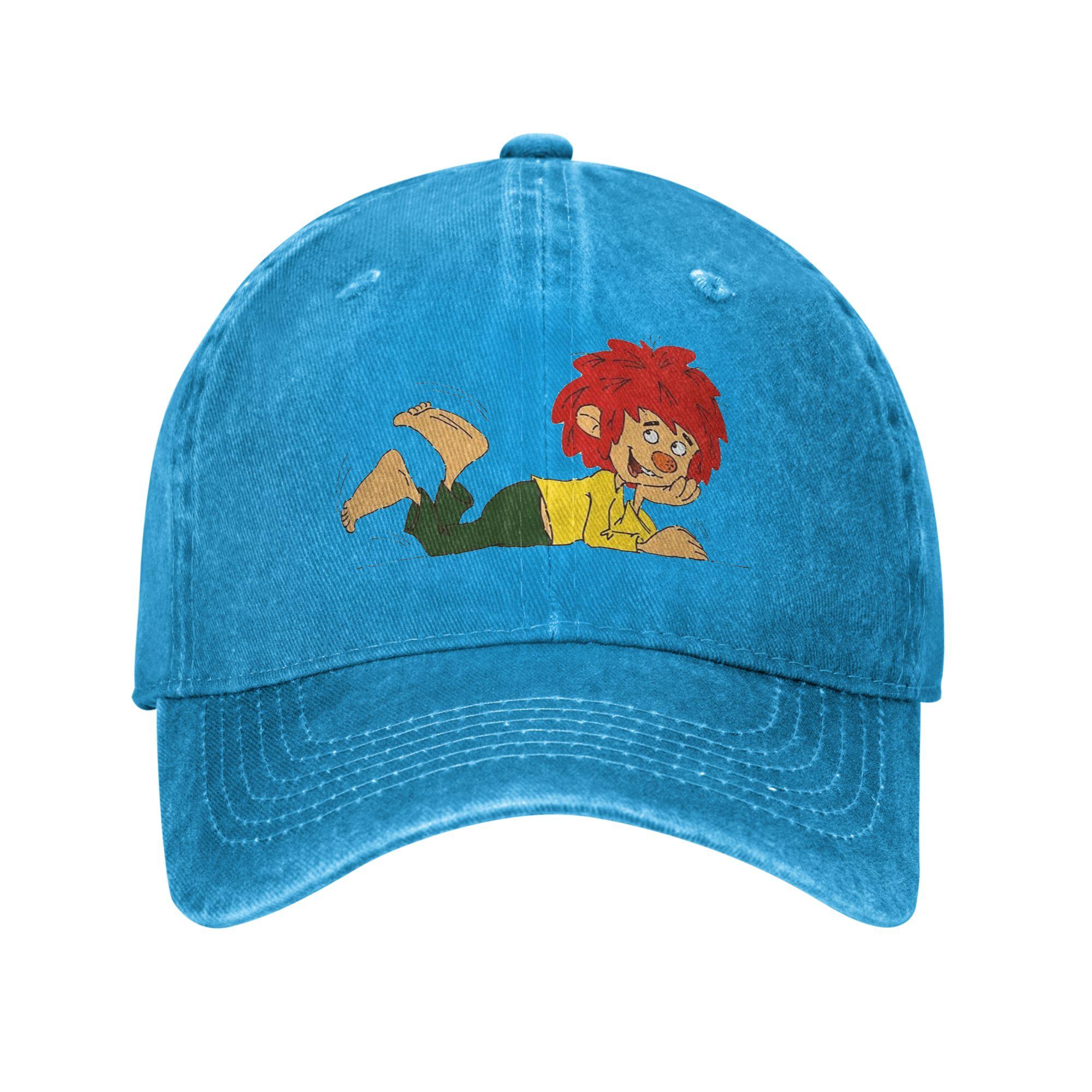 

Pumuckl Washed Denim Baseball Caps Snapback Baseball Hats Breathable Casquette Outdoor Unisex One Size