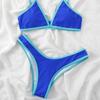 New Multi-Color Patchwork Two-Piece Bikini Set - European & American Style Women's Sexy Swimsuit