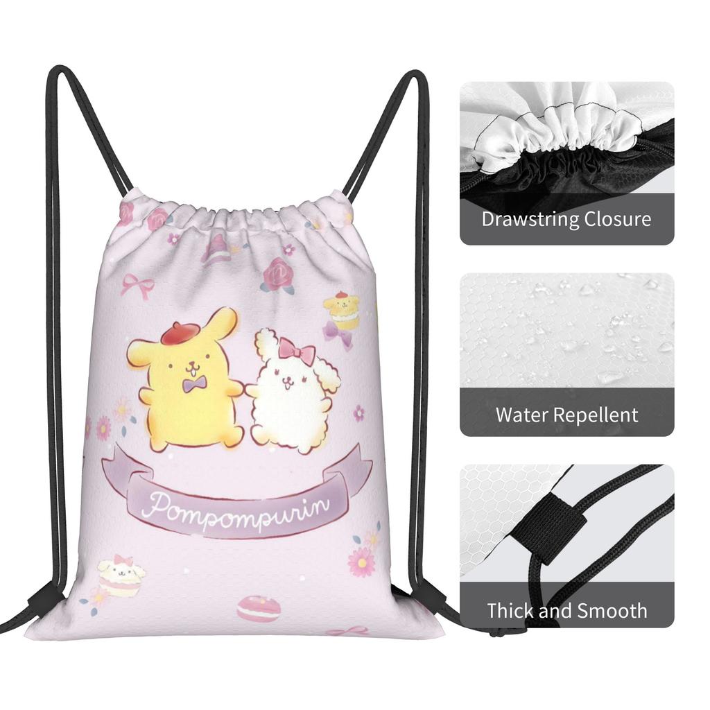 Custom P-Pompompurines Drawstring Backpack Women Men Sport Gym Sackpack Foldable Dog Anime Shopping Bag Sack