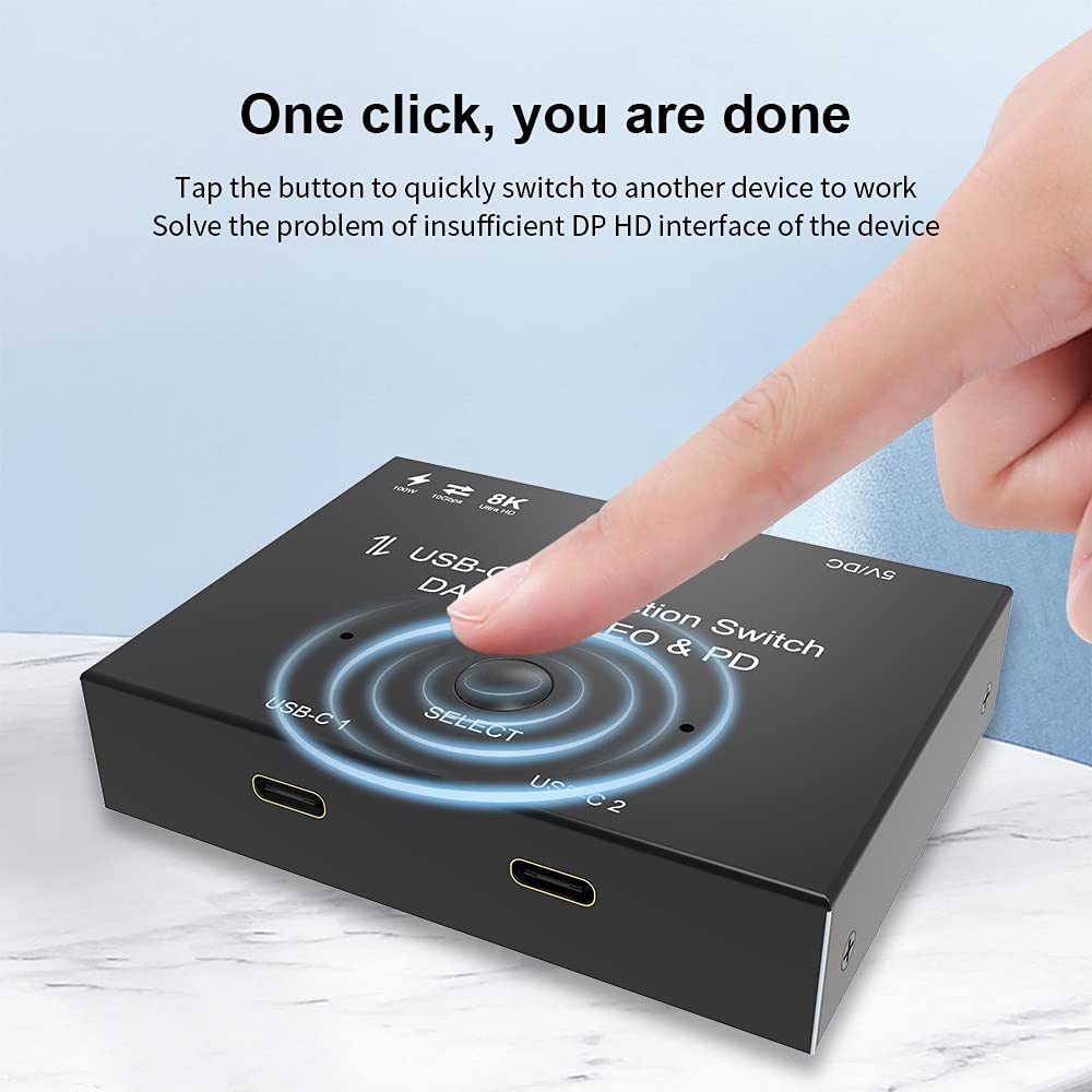 Bidirectional Switch MST Hub Support Video Data PD 100W 10Gbps USB-C Type-C 1~2 8K@30hz