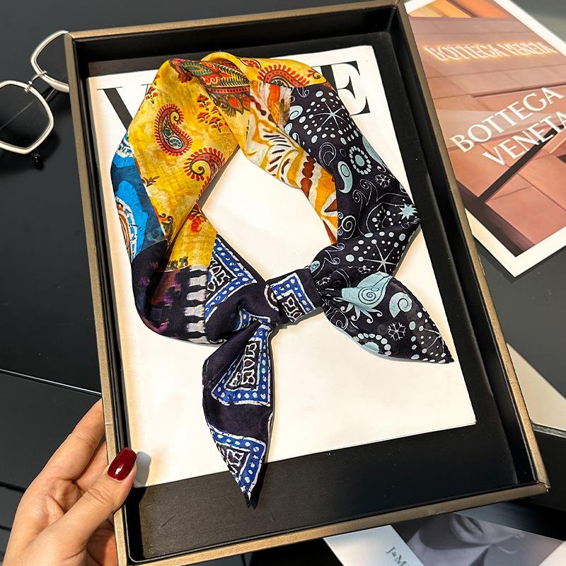 30% Silk 70% Cotton Scarf Women Square Neck Shawls Wraps for Ladies Foulard Scarves Pashmina Female Hijab Bandana Bufanda 70cm