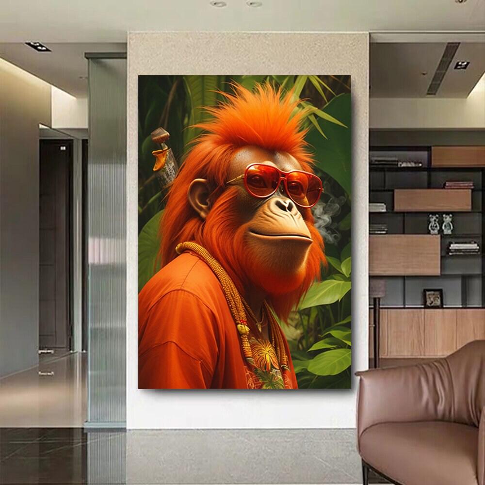 Gorilla Canvas Print, Gorilla with Eyes, Animal Art In Dress, Animal Portrait, Different Animal Decors, Ready To Hang Canvas No Frame
