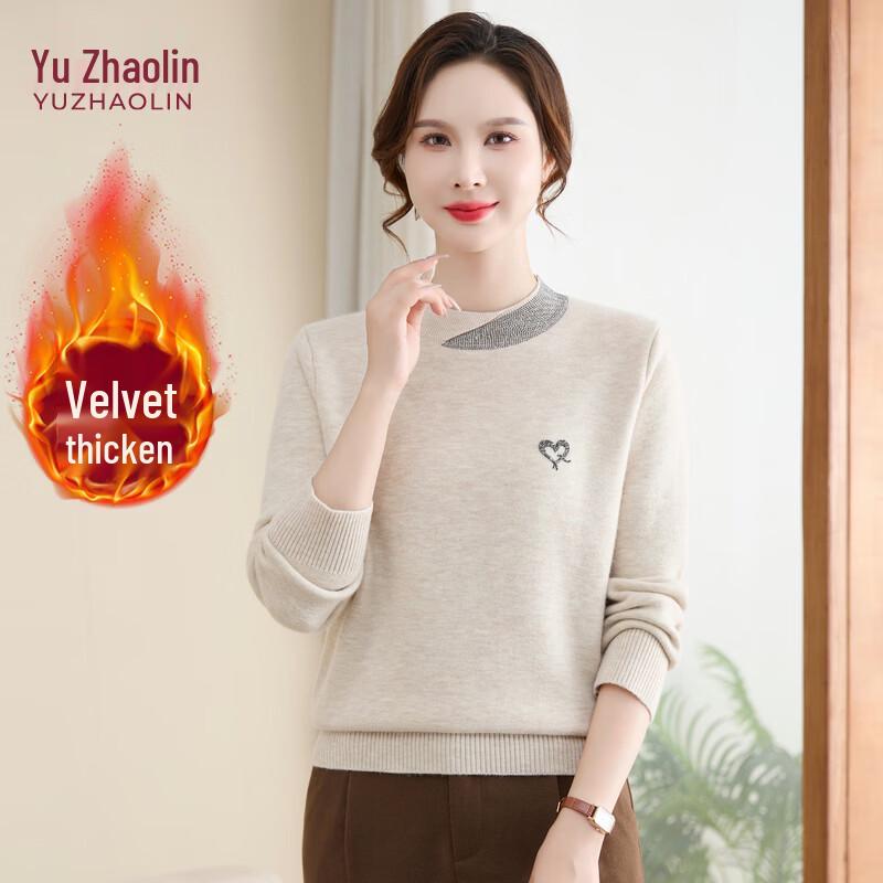 YUZHAOLIN Women's Plus Velvet Warm Knit Sweater