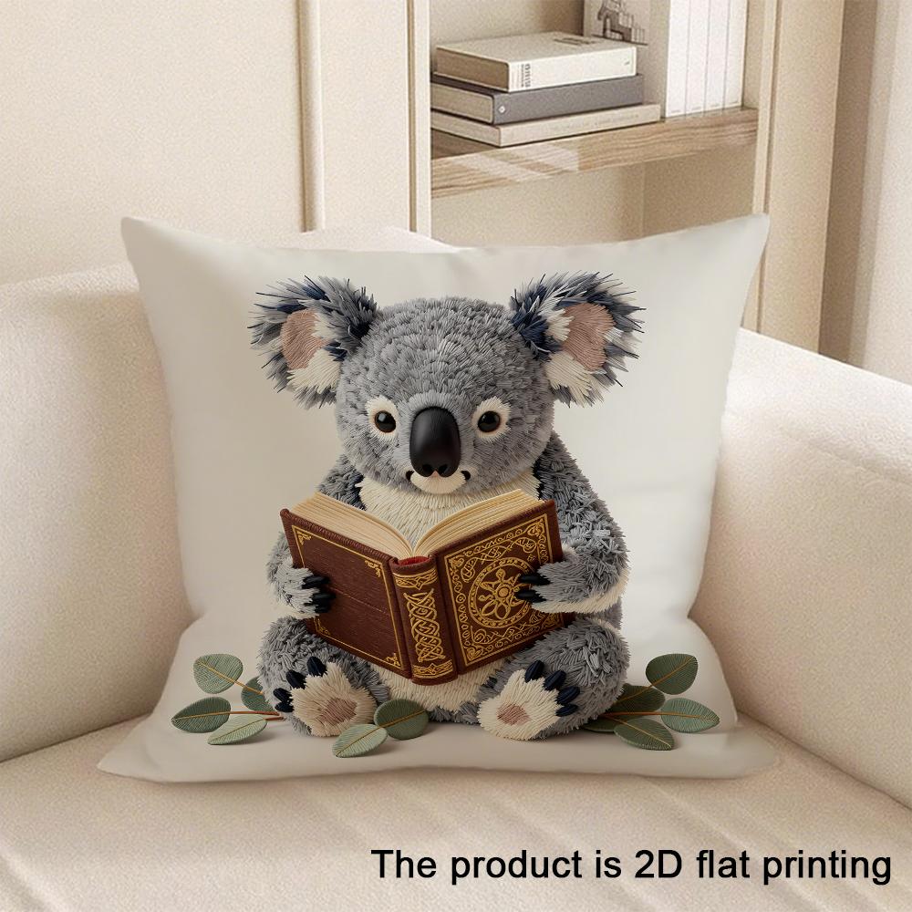 1pc Adorable Pet-themed 2D Flat Printing Pillowcases Sofa Cushion Cover Home Bedroom Room Decoration