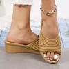 Women Slip On Wedge Sandals Open Toe Casual Summer Shoes Lightweight Comfortable Footwear for Daily Wear