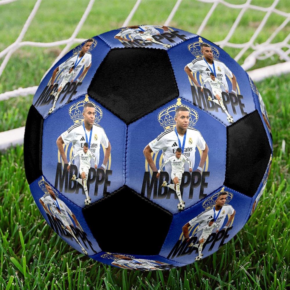 1PC Vintage Mbappé Moments Size 5 Soccer Ball PrahaIndoor Soccer Ball Colorful All Ages Machine Stitched PVC Competition Ready Durable High-Bounce