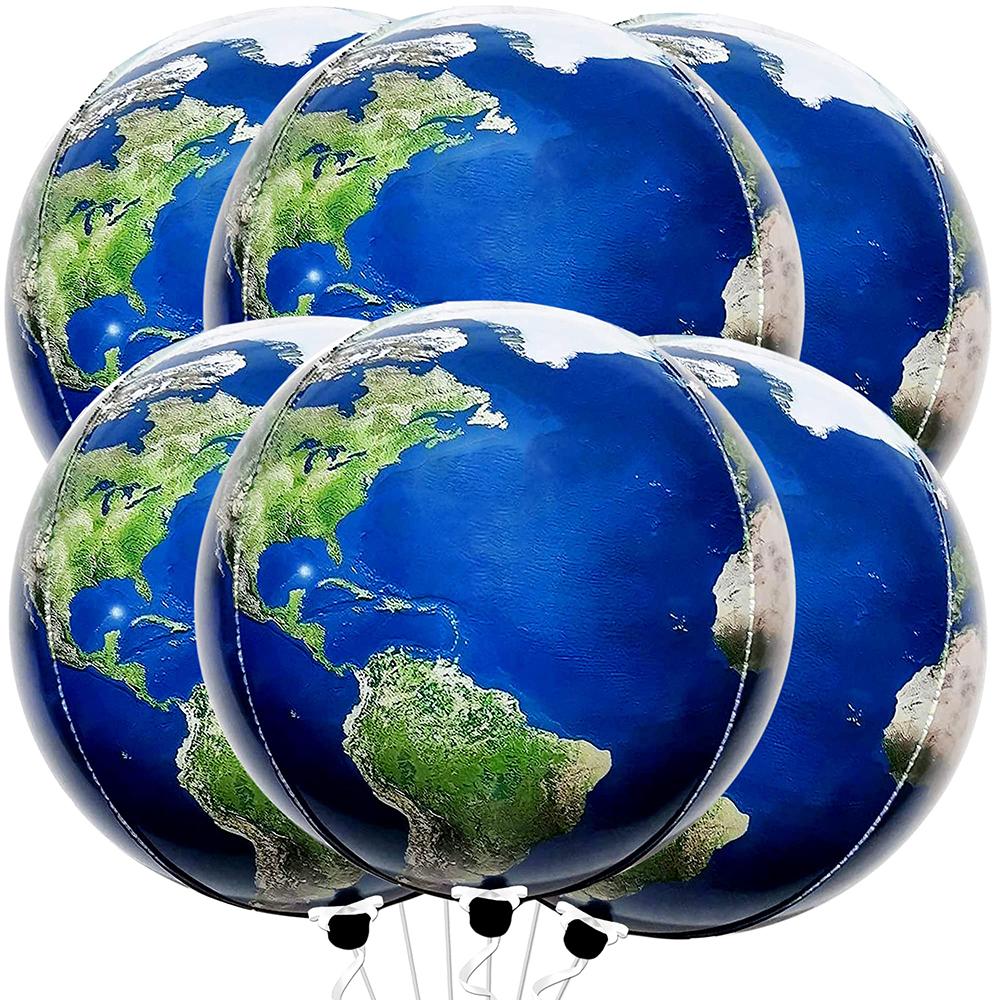 6-Pack of Earth Globe Balloons, 22inch Earth Globe Balloons, Earth Foil Balloons, Suitable for Earth Day Themed Parties, Earth Travel Themed Party Other