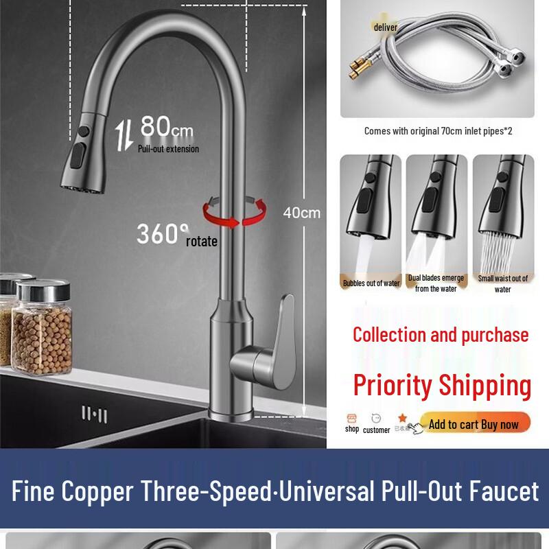 Wall-Mounted Stainless Steel Pull-Out Faucet