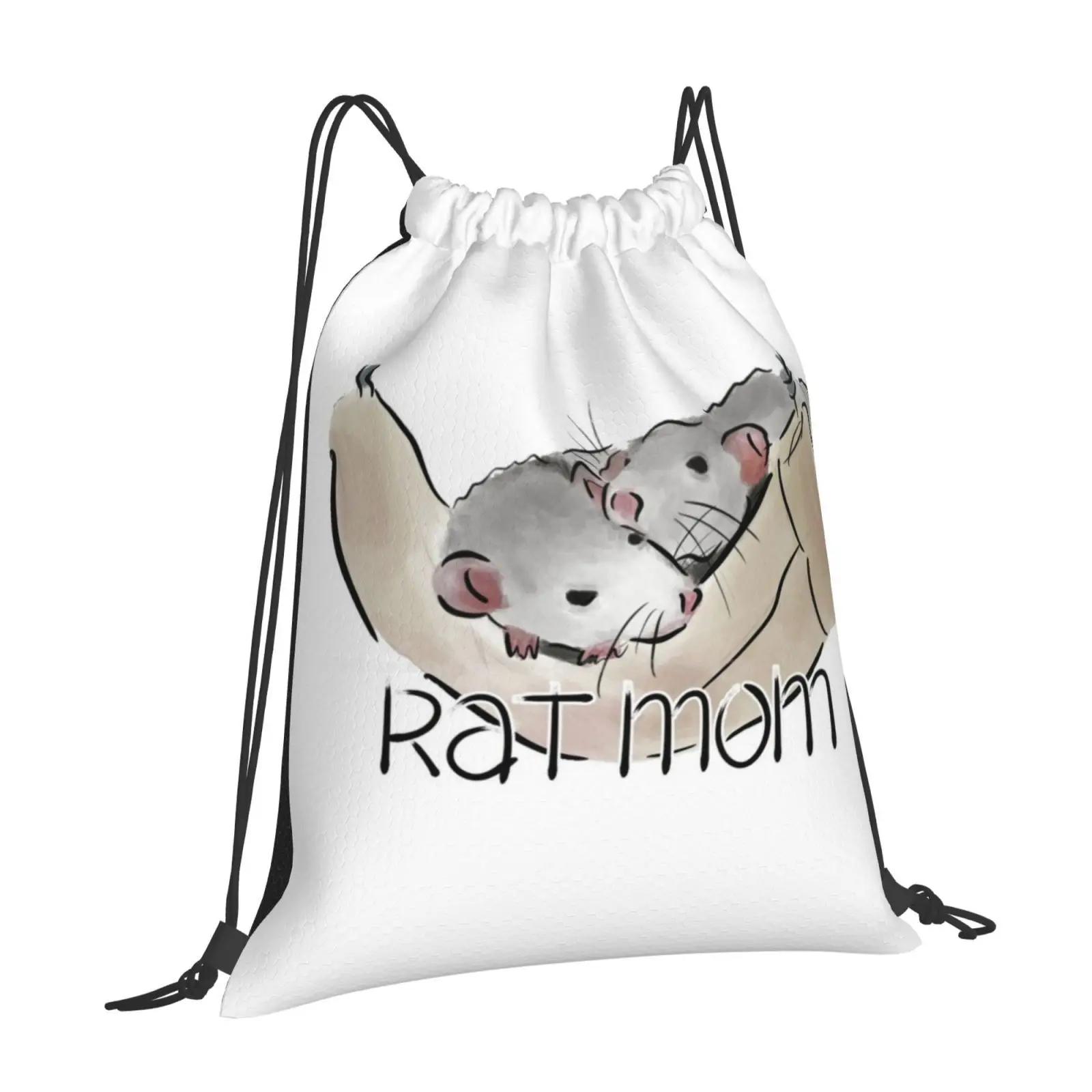 Rat Mom School Bag Big Capacity Backpack Laptop Ratty Mouse Rat Pattern Siamese Hooded Rat Art Cute Rat Animal Pattern Rat OneSize