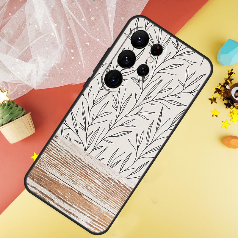 Boho Botanical Leaf Cow Cactus Phone Case For Samsung Galaxy S25 FE S23 S21 S20 S22 S24 S26 Ultra S10 S26 Plus Cover Coque
