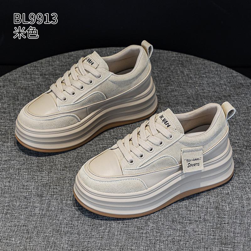 Leather muffin thick baseplate shoes autumn and winter leopard print small velvet sports and leisure shoes