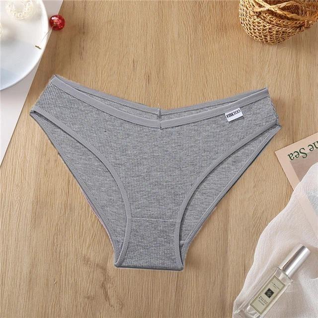 Allofme Damen-Höschen aus reiner Baumwolle mit V-Taille, Slips für Mädchen, niedrige Taille, weiche Unterwäsche, atmungsaktiv, einfarbig