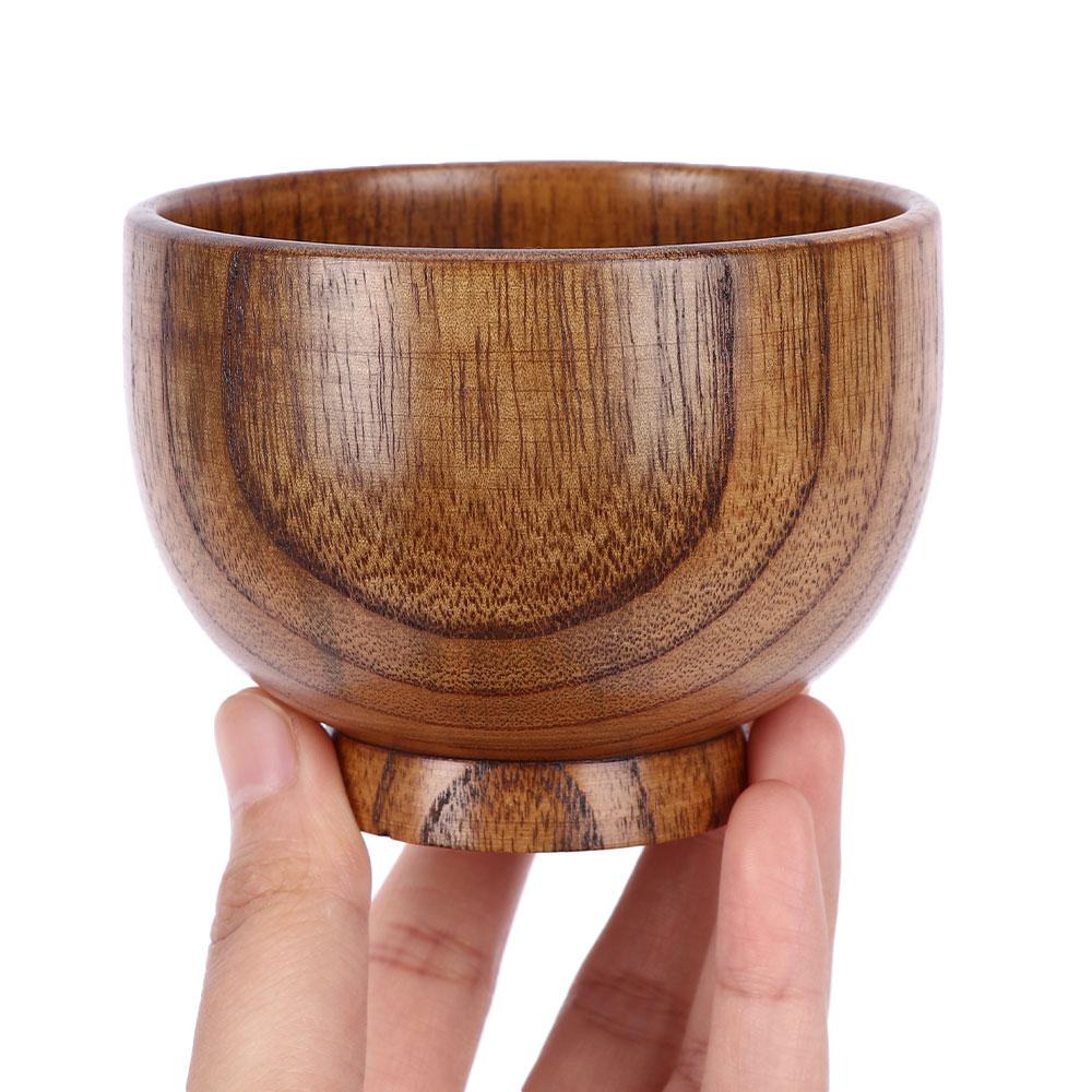 Children Eating Handmade Household Tools Fruit Natural Wood Wooden Bowl Japanese Style Rice Bowls