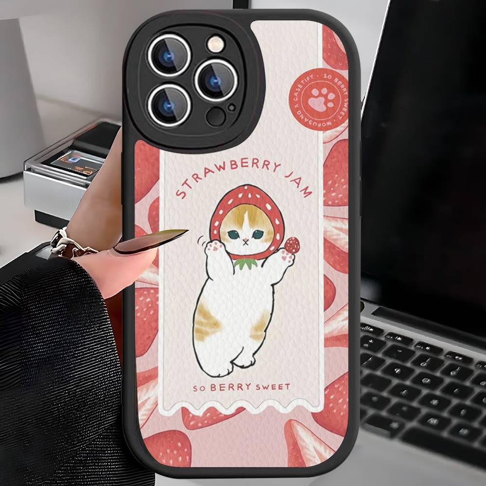 

Mofusand Cat Popular Cute Phone Case For IPhone 16 15 14 13 12 11 Pro Max Plus Leather Shockproof Cover iPhone 16 plus