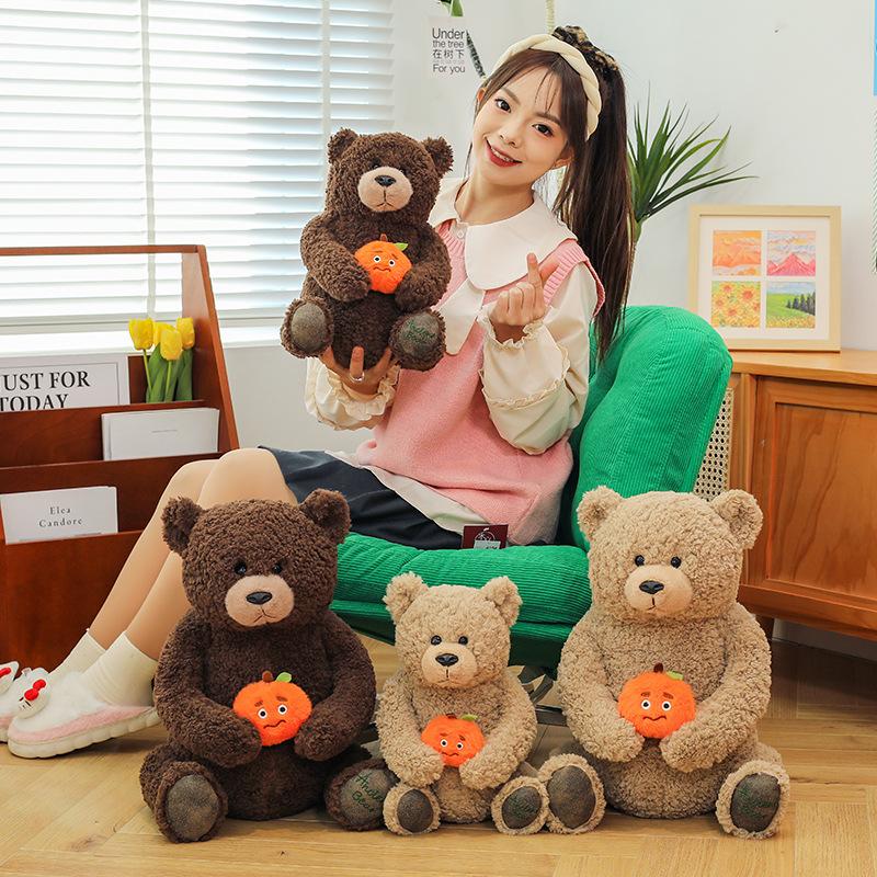 New Orange Bear Doll Plush Toy Sitting Teddy Bear Hug Bear Doll Children's Gift for Women