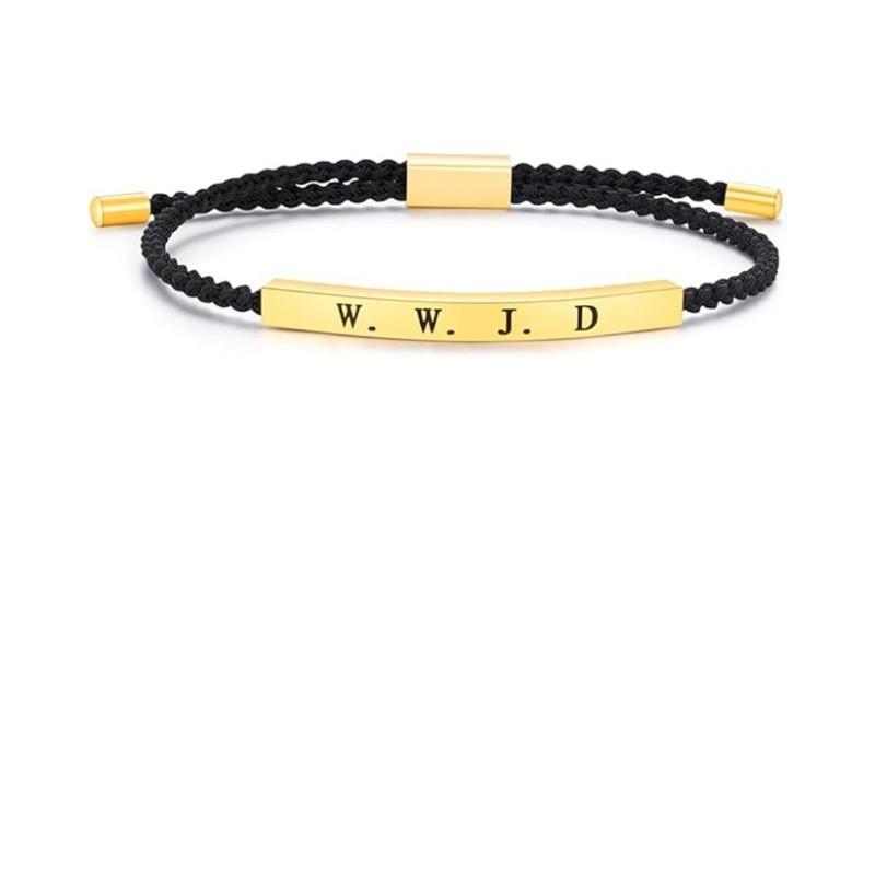 

Hot-selling stainless steel elbow lettering inspirational pineapple rope adjustable pull braided hand rope spot