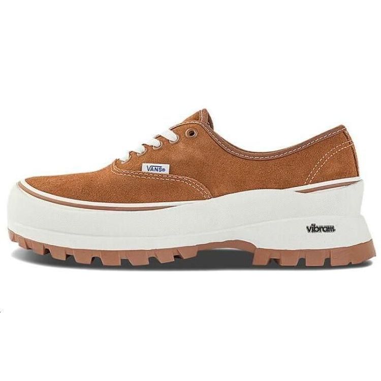 Vans Authentic Vibram Leather Comfortable Simple Durable Low-Top Canvas Shoes Unisex Sneaker Brown VN0A5JLWBS8