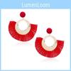 Cotton Unique Geometric Tassel Earrings For Women In Colors Multiple