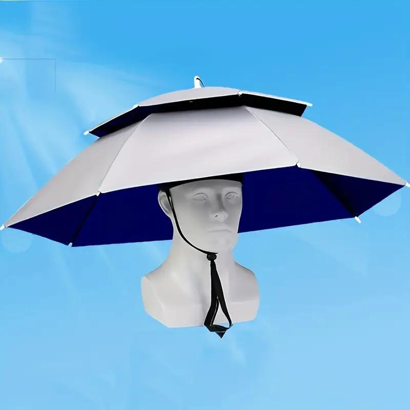 Regenschirm Hut Faltbar Sonnenschutz Wasserdicht Angler Kopfbedeckung Kappe Strand Kopfhüte Doppellagiger UV-Schutz Sonnenschutz