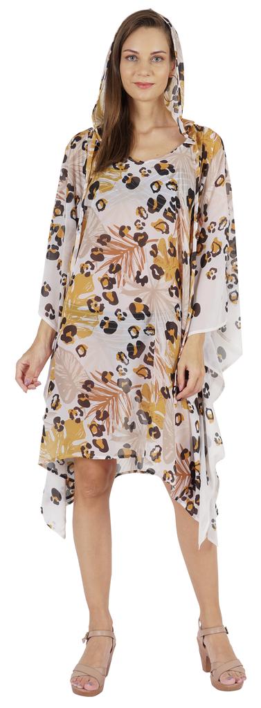 Moomaya Women  s Short Hoodie Kaftan Loose Tunic Kimono Sleeve Mini Beach Cover Up