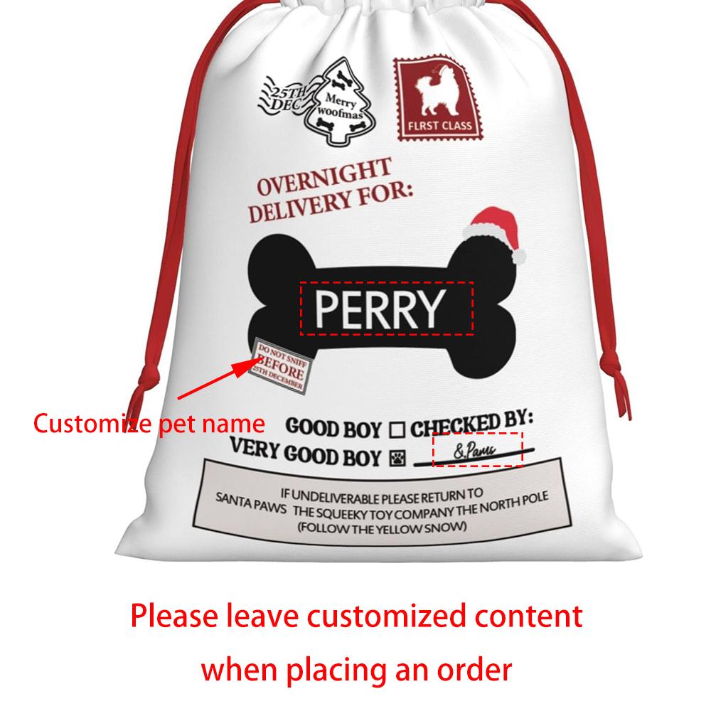 

Custom Santa Claus Sack Christmas Bag for Dog Personalized Xmas Drawstring Gift Bags for Puppy Present Pouch Delivery From Santa 1pcs 30x40cm