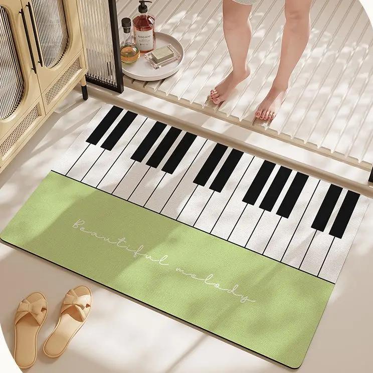 Light Luxury Piano Floor Mat Music Style Door Mat Foyer Entrance Quick Drying Anti Slip Foot Mat Bathroom Accessories Home Decor