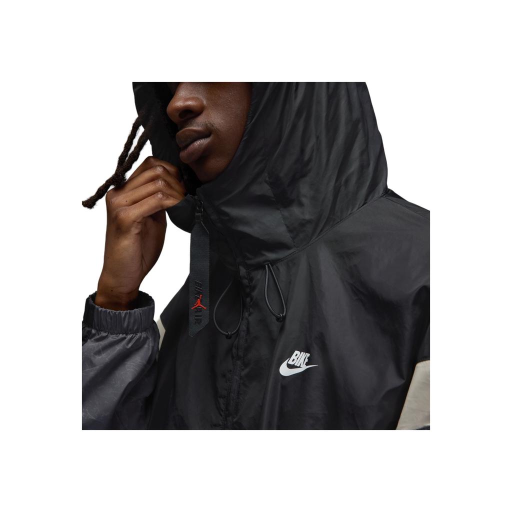 Jordan Draft Logo Letter Casual Hooded Long Sleeve Jacket Unisex Jacket Black Iron-Gray Light-Cream HQ1739-010