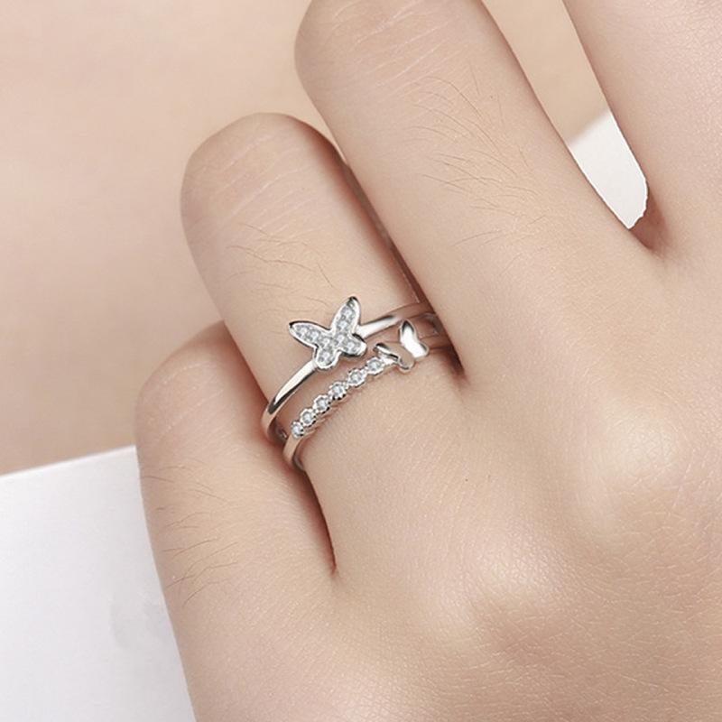 The Only True Love Ring Simple Open Butterfly Ring Trendy Simple Index Finger Tail Ring 