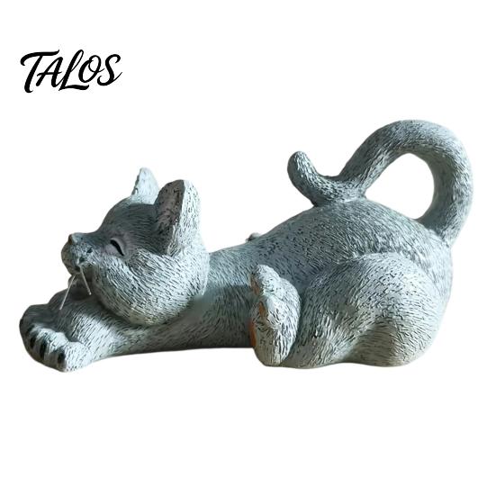 Miniature Kitten Gift for Friends Stretching Figurine, Resin Cat Statue, Cute Animal Ornament, Unique Lovers Compact Desktop Decoration Home