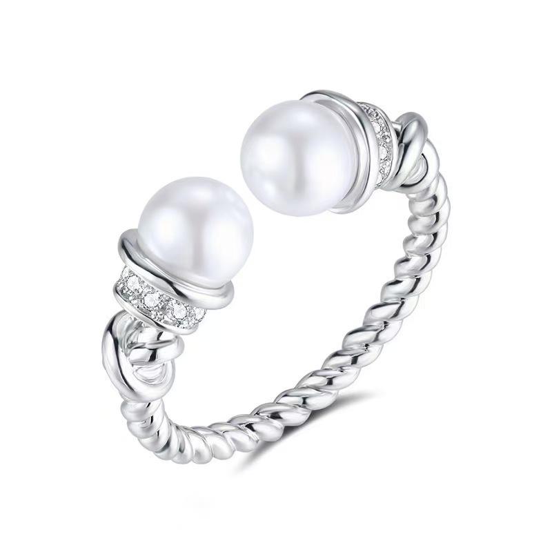 Xiaohongshu Bestseller Pearl Cable Knit Open Ring – Summer Vintage Luxury Fashion Style