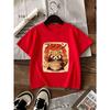 Kids Panda Noodle Bowl Print Crewneck Short Sleeve Tee, Spring Summer Casual Travel Top
