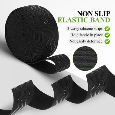 1 Stück 25 mm Rutschfestes Flaches Gummiband Schwarz Silikon-Gripp für Nähen Kleidungsstück Bund Bastelprojekte Breit Dehnbar Gummi
