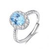 S925 Silver Oval Gemstone Ring, Adjustable Cubic Zirconia Women's Fashion Jewelry