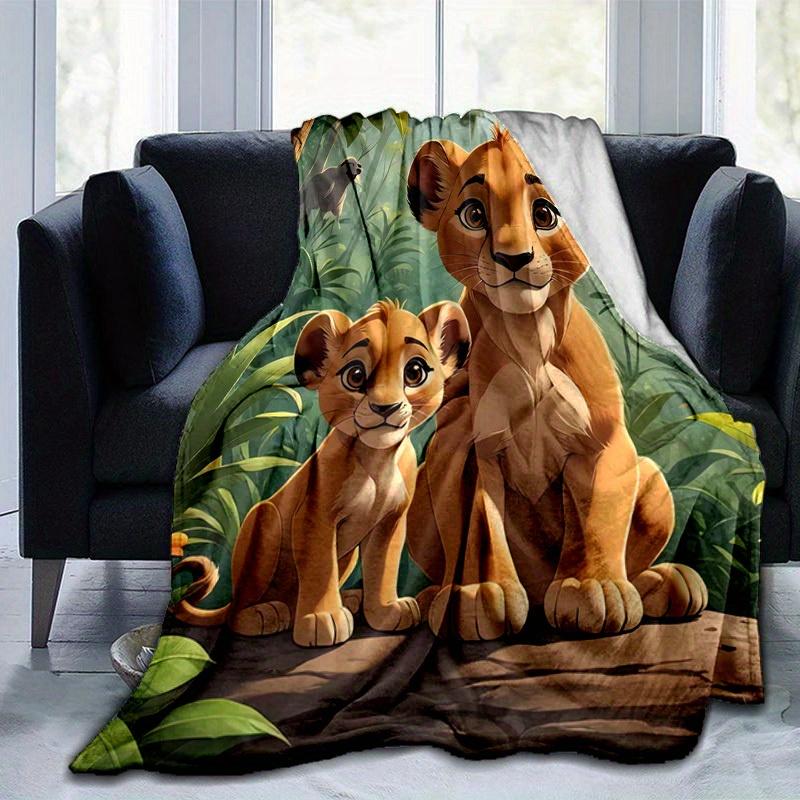 1pc, Soft and Cozy Lion Cubs Blanket - Perfect for All Seasons, Home Decor, Soft Flannel Throw Blanket - Versatile & Cozy for Bedroom, Livin