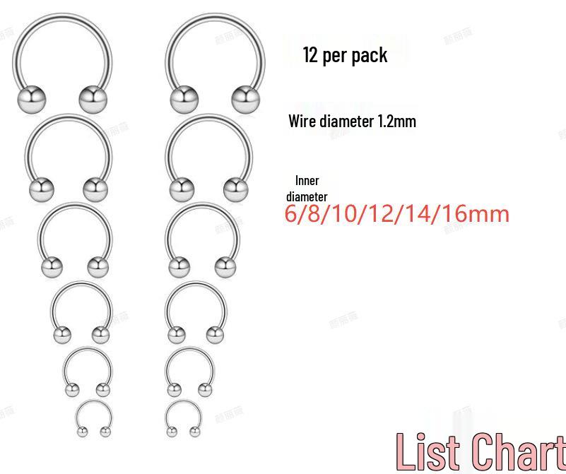 Versatile Piercing Jewelry Set: Nose Rings, Lip Studs, Tongue Rings