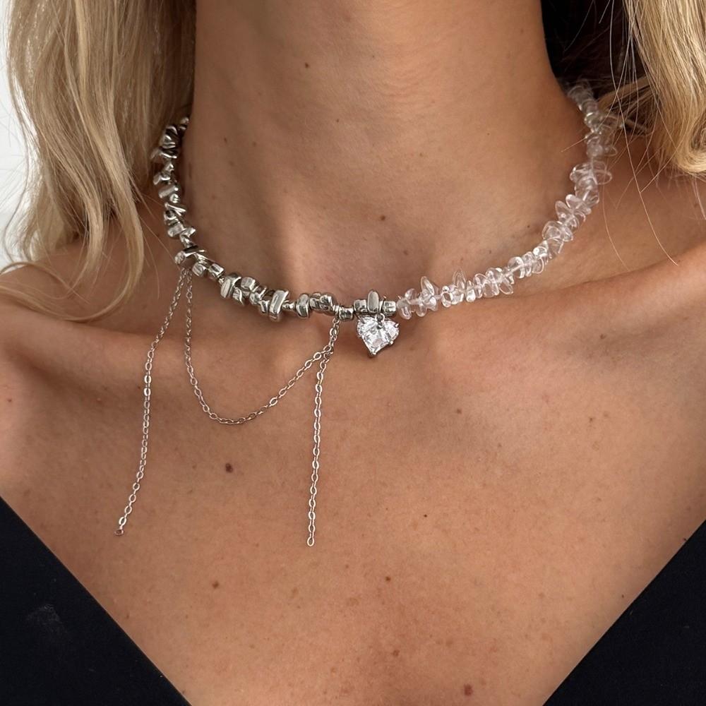 Vintage Heart-shaped Choker Irregular Multilayer Crystal Stacking Zircon Heart Stacking Clavicle Jewelry Accessories