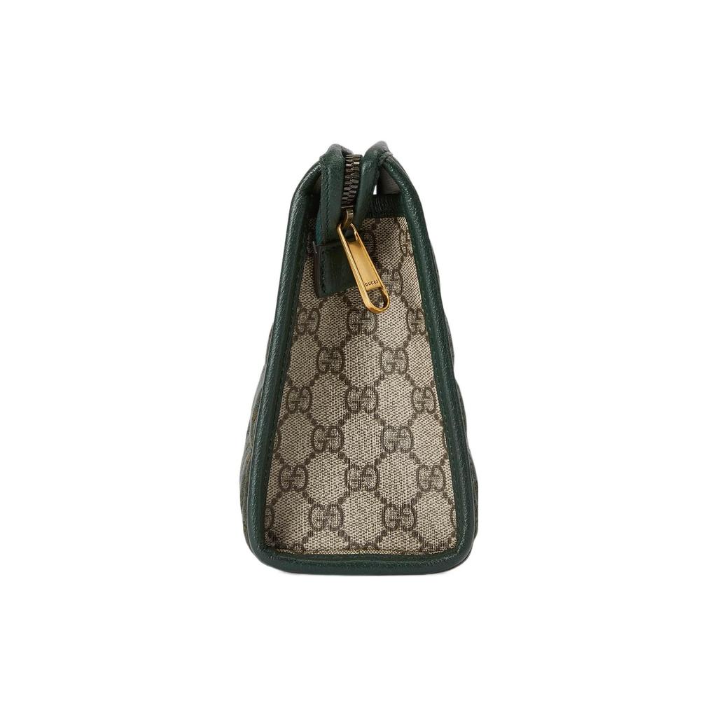 Gucci Double G Logo Zipper Closure Canvas And Leather Mini Clutch Men Clutch Green 751912-FAB7W-3046