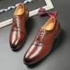 Fashion Brown Men Derby Shoes Lace-up Square Toe Men Dress Shoes Handmade Black Men Shoes  Zapatos De Hombre