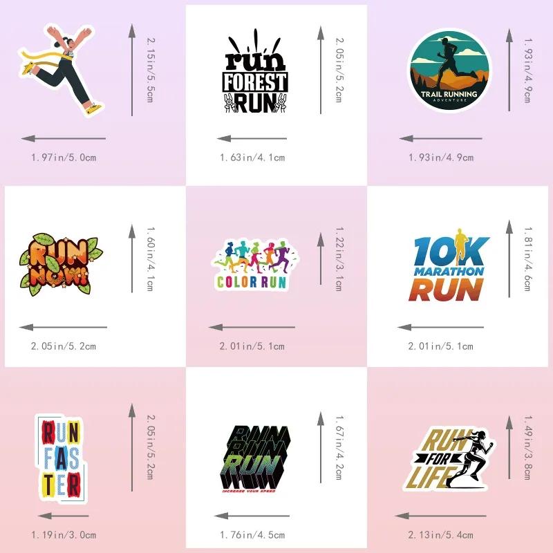 10/50Pcs Cartoon Running Stickers I Love Run Graffiti Sports English Sticker for DIY Luggage Laptop Skateboard Wall Toy Decal