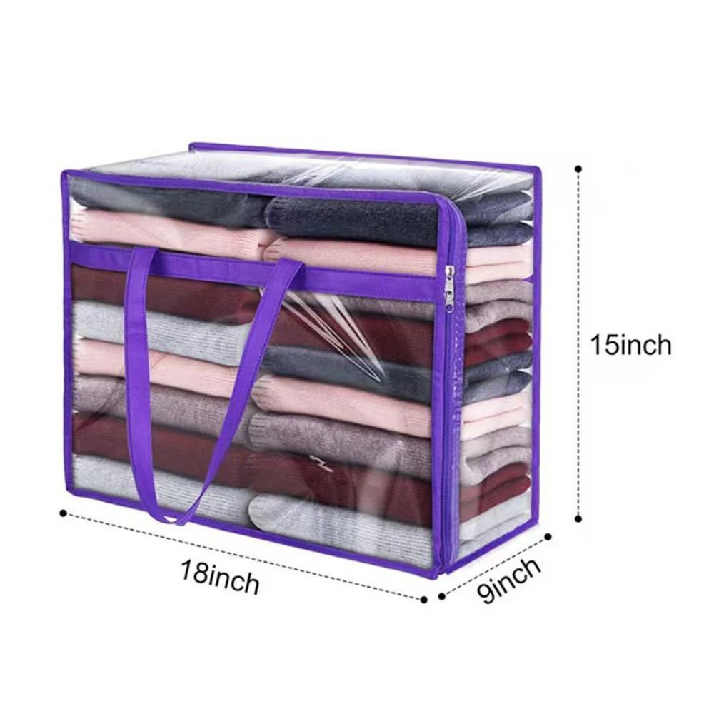 Gjennomsiktig oppbevaringspose Fortykket PVC Bærbar Sammenleggbar Leketøy Oppbevaringspose for Klær Vanntett Støvtett Putepose Dynepose