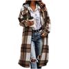 Women's Casual Loose Fit Plaid Zip-Up Hooded Jacket Long Sleeve Outerwear for Fall and Winter
