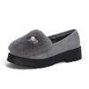 T552025 Mao Mao Schuhe Damen tragen Samtbohnenschuhe im Winter, Echtkaninchenfell Ein-Pedal Baumwollschuhe Damen