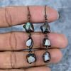 Labradorite Stone Mother Gift Electroformed Drop Dangle Earrings Jewelry Copper VP-94
