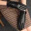 Leather Gloves For Women In With Fleece And Warmth, Sheepskin Touch Screen, Thin Thickened Goatskin, Riding And Driving, Windproof And Cold