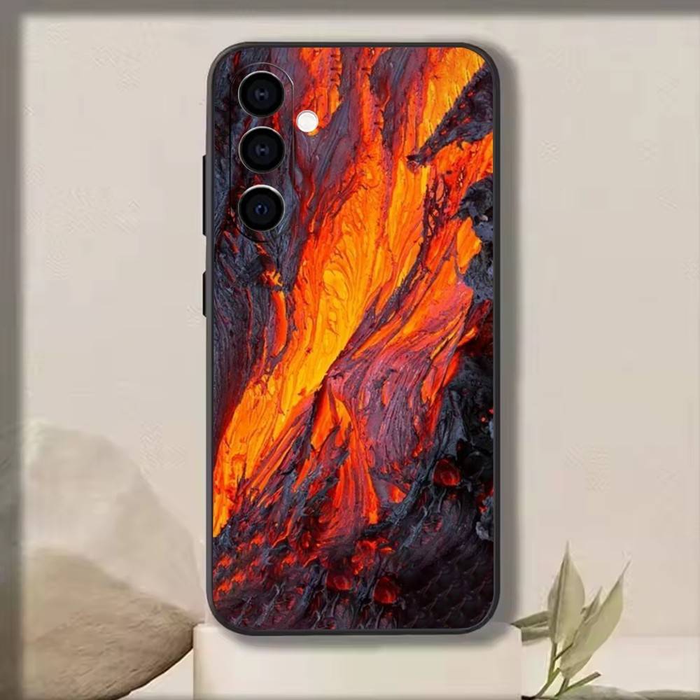 Volcano Phone Case Black Silicone Soft For Samsung Galaxy A73,A72,A71,A70,A53,A52,A51