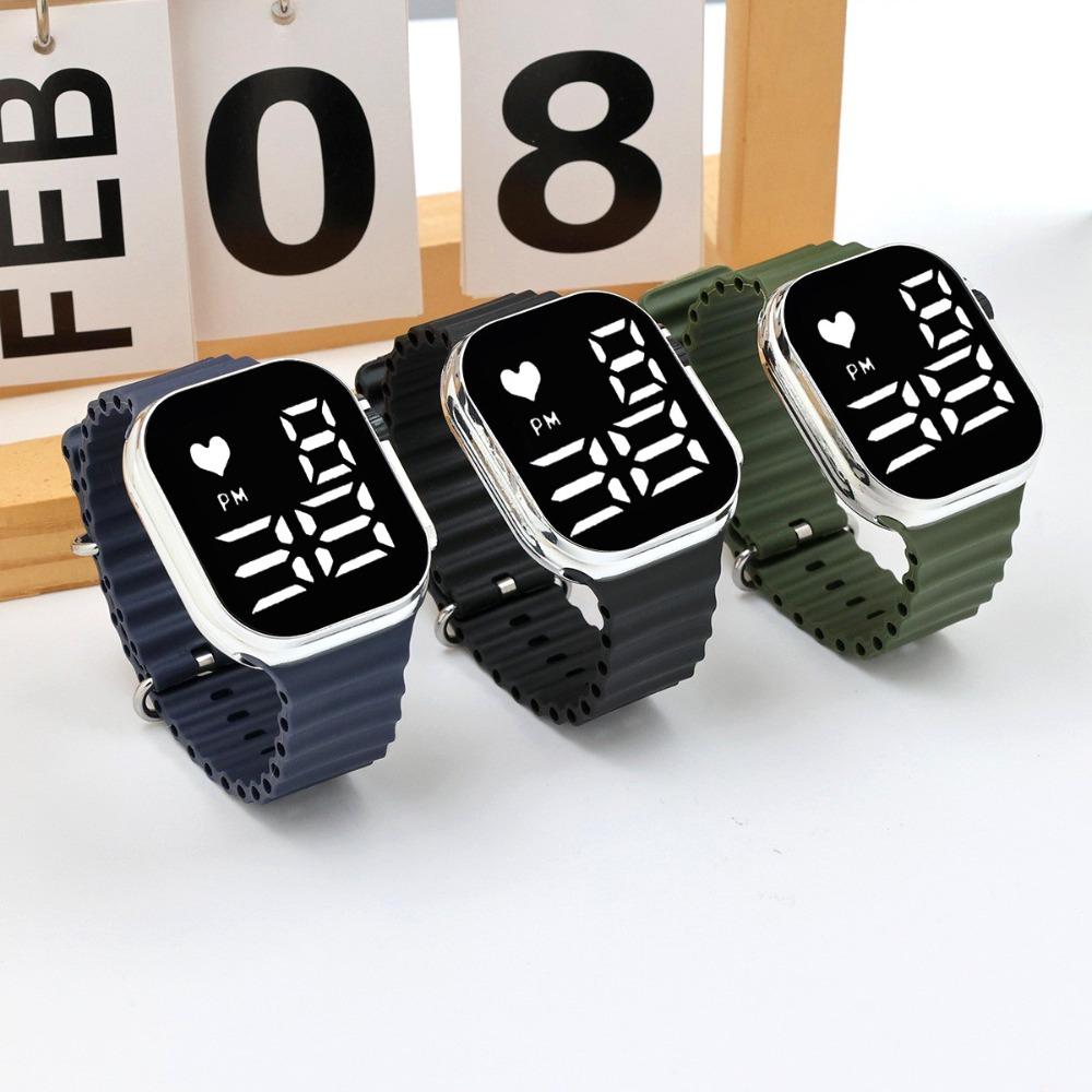 Rectangular Electronic Watch Large Dial Wristwatch Casual Digital Watch  For Boys Girls