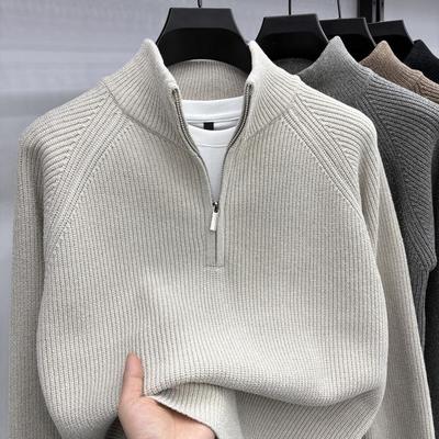 2025 Men's Vintage Chunky Knit Half-Zip Casual Anti-Pilling Sweater