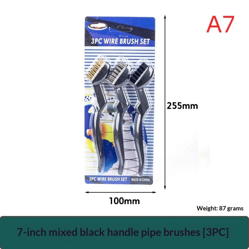 3Pcs Curved Handle Brush Kit Wire Brush Set For Cleaning Welding Slag And Rust Removal Industrial Scrubbing Brush